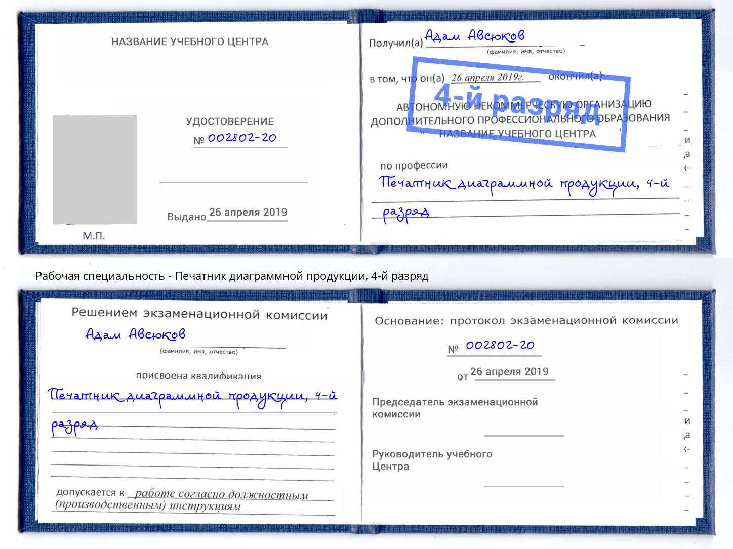 корочка 4-й разряд Печатник диаграммной продукции Евпатория